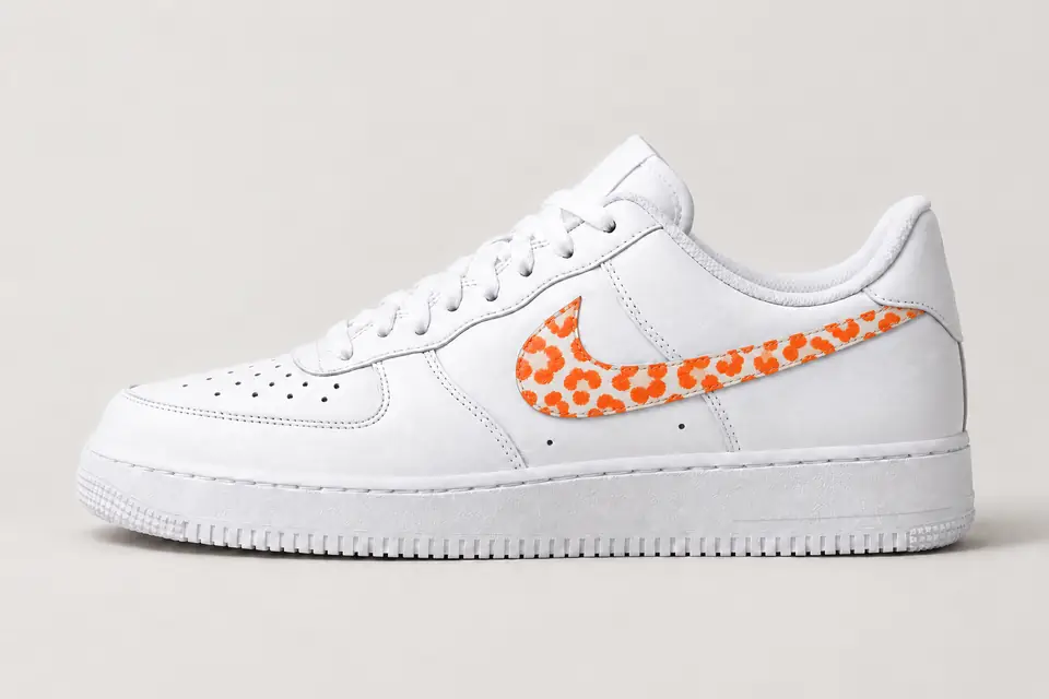 Air Force 1 Animal coloris blanc et orange, vue de profil