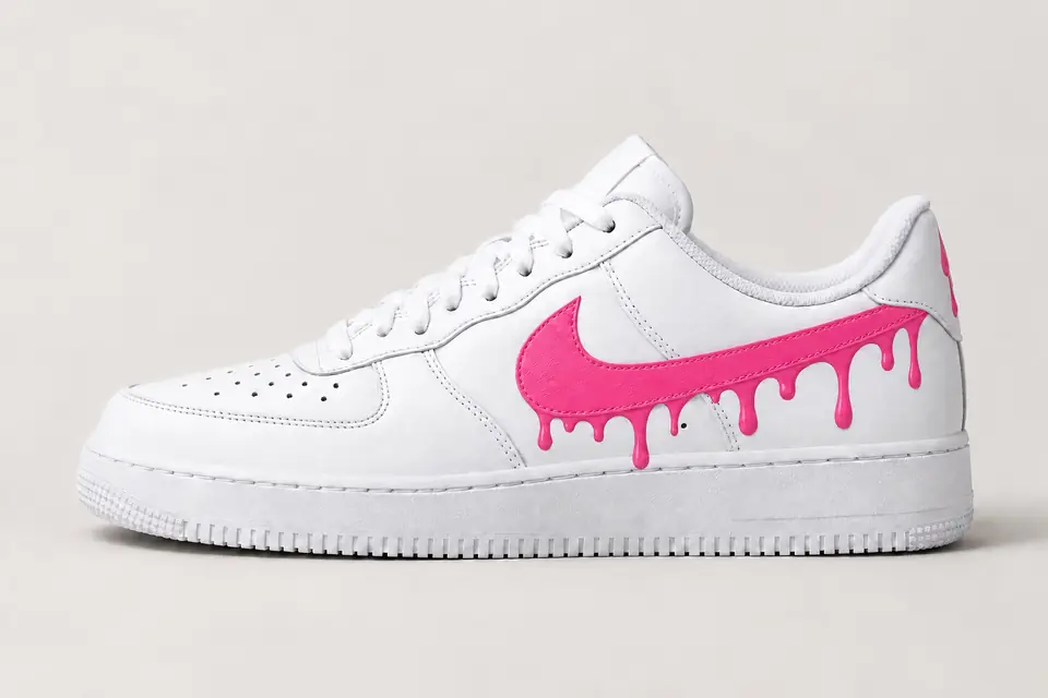 Air Force 1 Cuir Drip coloris rose, vue de profil
