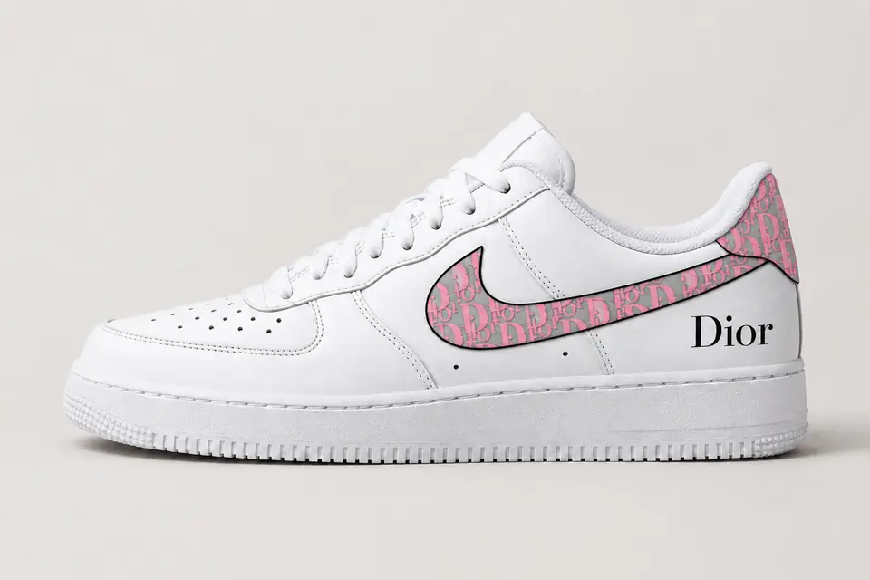 Air Force 1 Dior Rose coloris rose, vue de profil