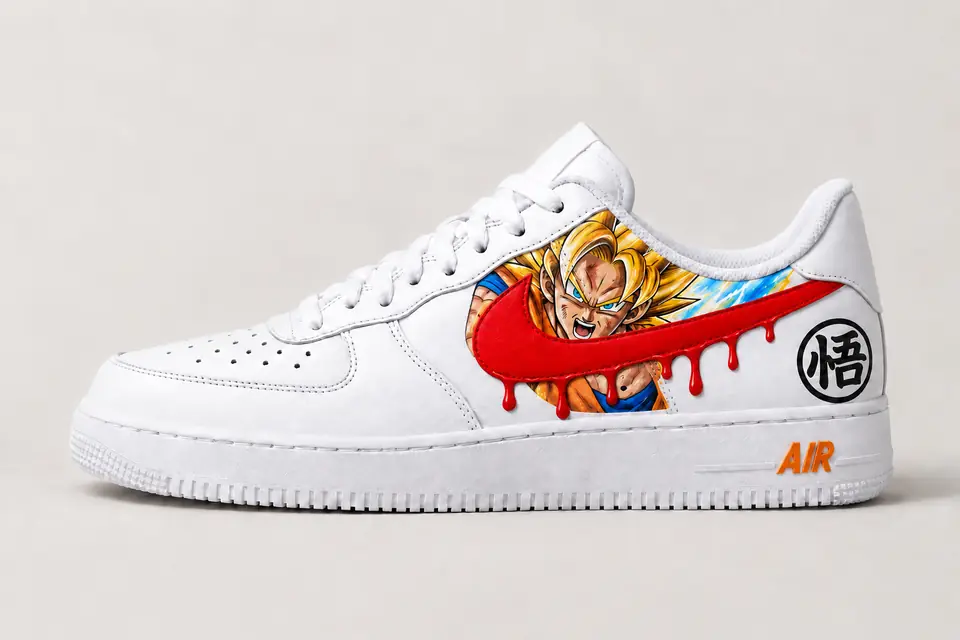 Air Force 1 Dragon Ball Drip coloris rouge, vue de profil