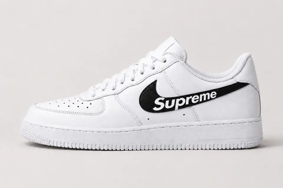 Air Force 1 Homme Supreme coloris noir et blanc, vue de profil