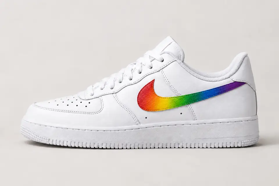 Air Force 1 Iridescent Swoosh coloris multicolore, vue de profil