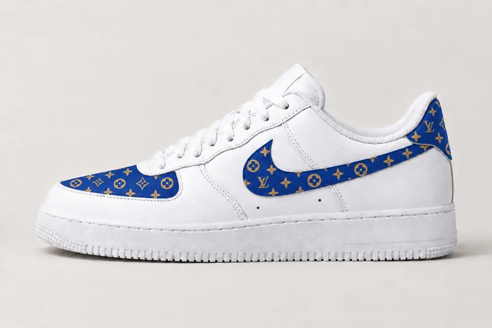 Air Force 1 Louis Vuitton Homme coloris bleu, vue de profil