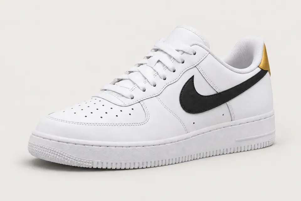 Air Force 1 White/Black Gold coloris blanc, vue de trois quarts