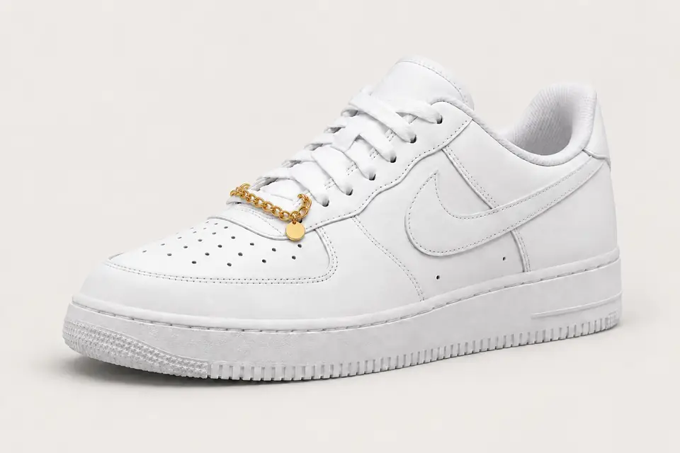 Air Force 1 White Gold Chain coloris blanc, vue de trois quarts