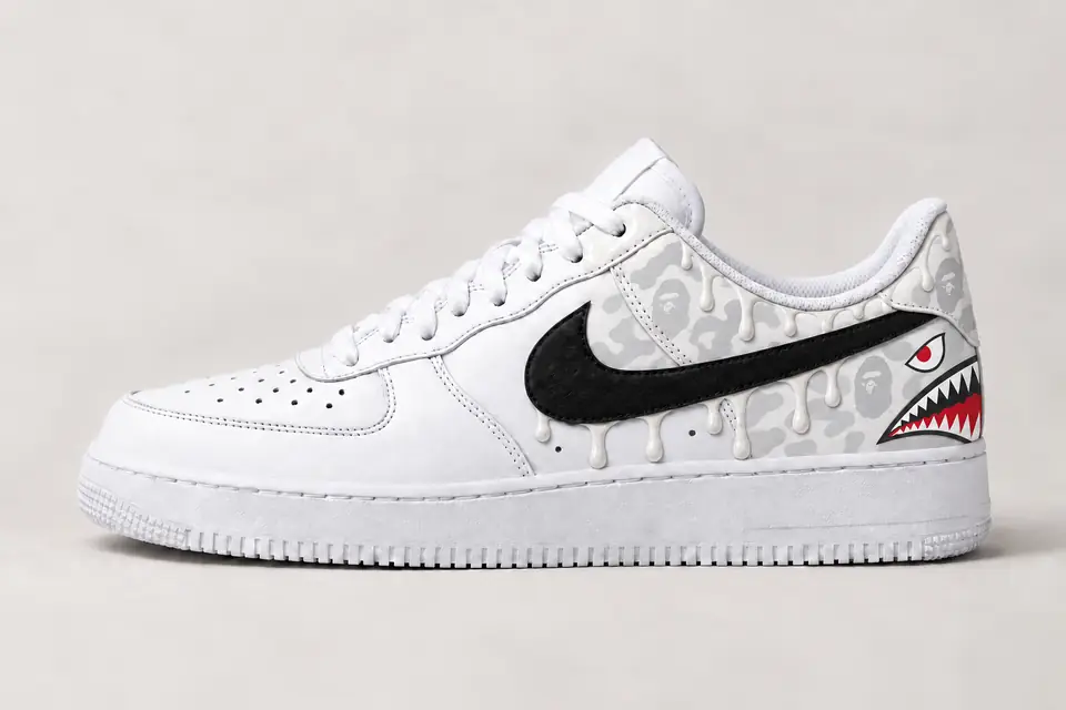 Air Force Bape Drip coloris blanc, vue de profil
