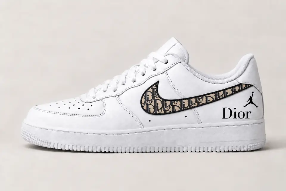 Air Force Jordan Dior coloris beige, vue de profil