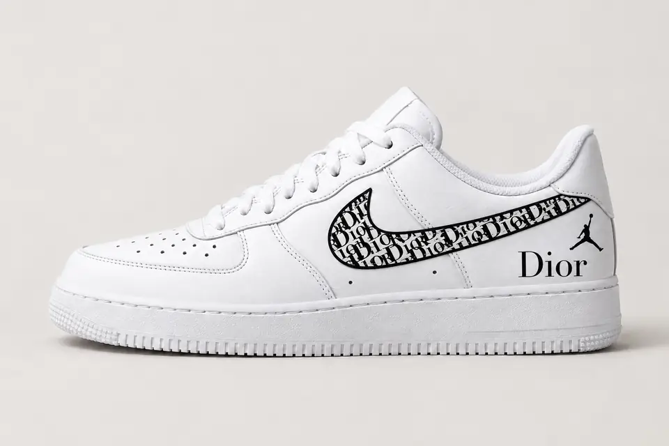 Air Force Jordan Dior coloris noir, vue de profil