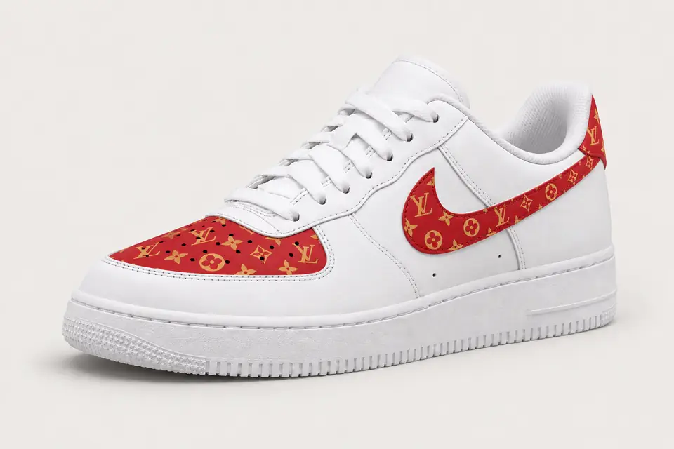 Air Force Louis Vuitton Rouge coloris rouge, vue de trois quarts