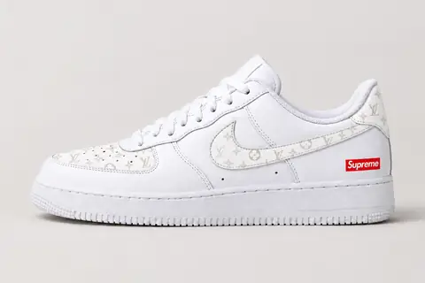 Air Force Louis Vuitton Supreme coloris blanc, vue de profil