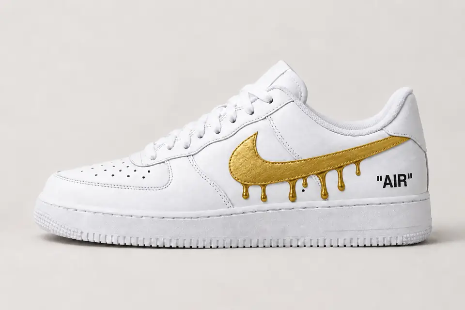 Air Force Off White Drip coloris or, vue de profil