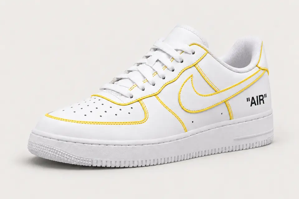 Air Force Off-White Jaune Contour coloris jaune, vue de trois quarts