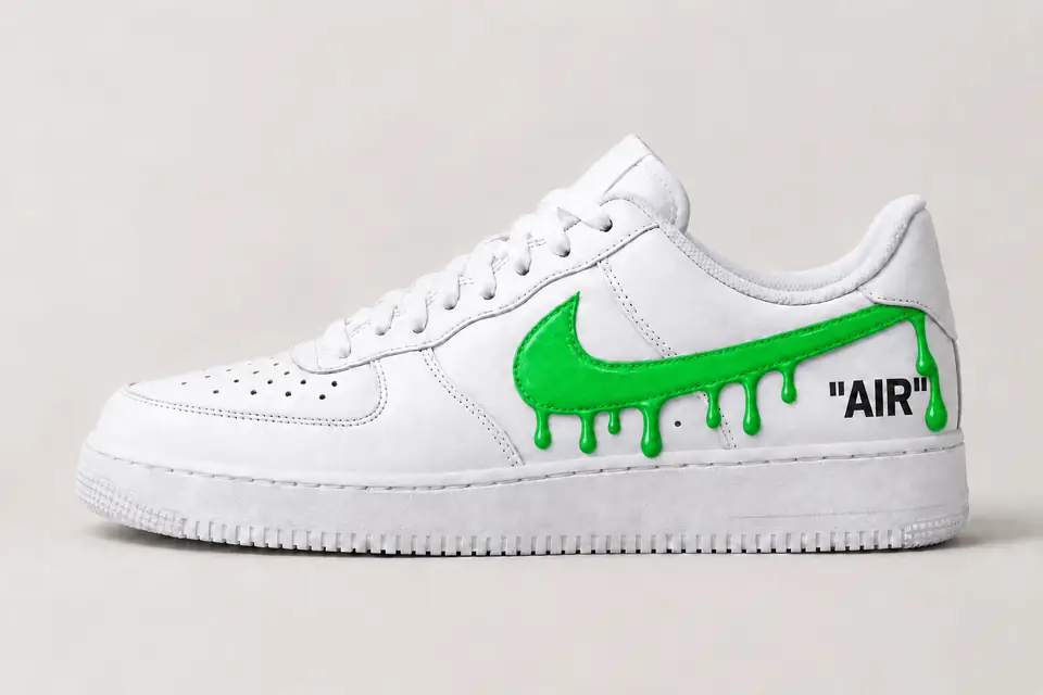 Air Force Off-White Jaune Drip coloris vert, vue de profil