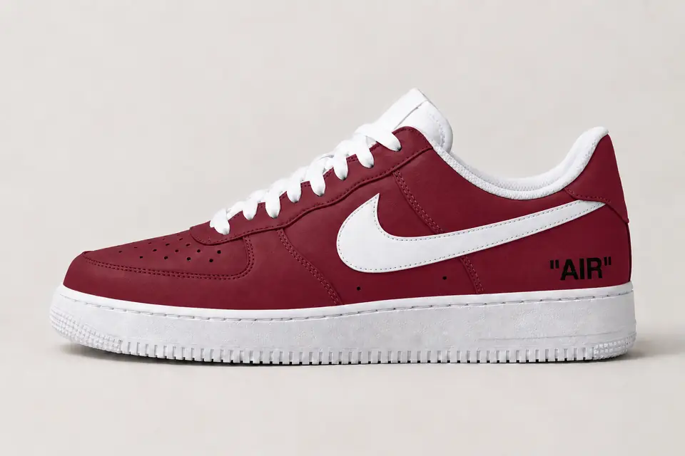 Air Force Off-White Jaune Full Upper coloris bordeaux, vue de profil