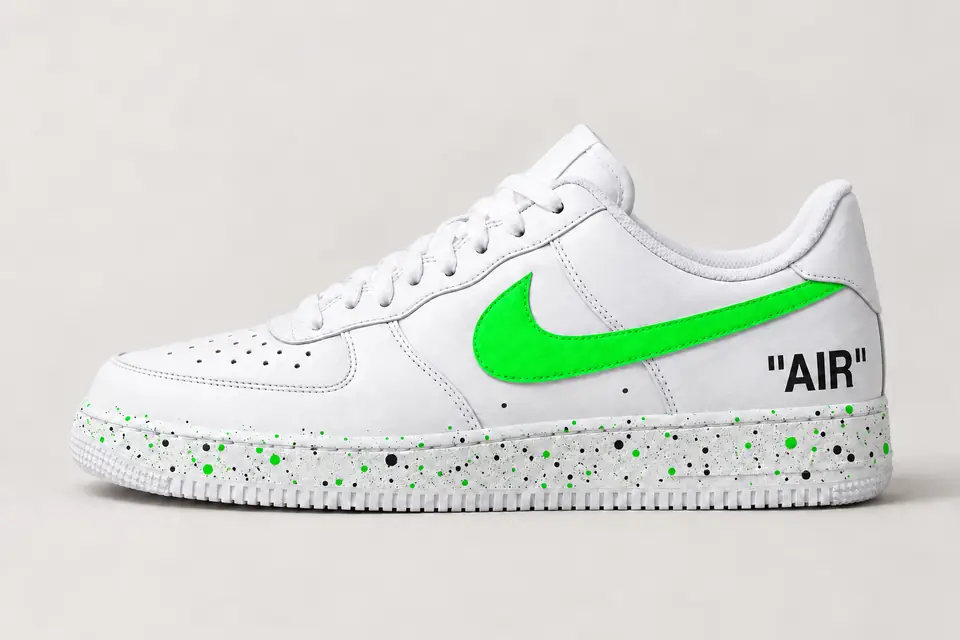 Air Force Off-White Jaune Splash coloris vert, vue de profil