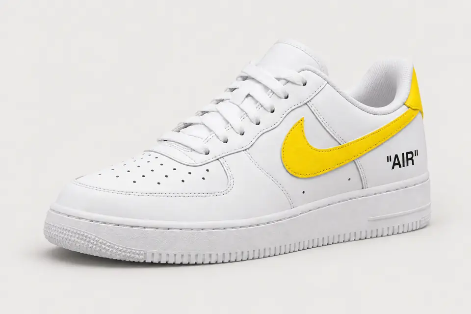 Air Force Off-White Jaune Talon Peint coloris jaune, vue de trois quarts