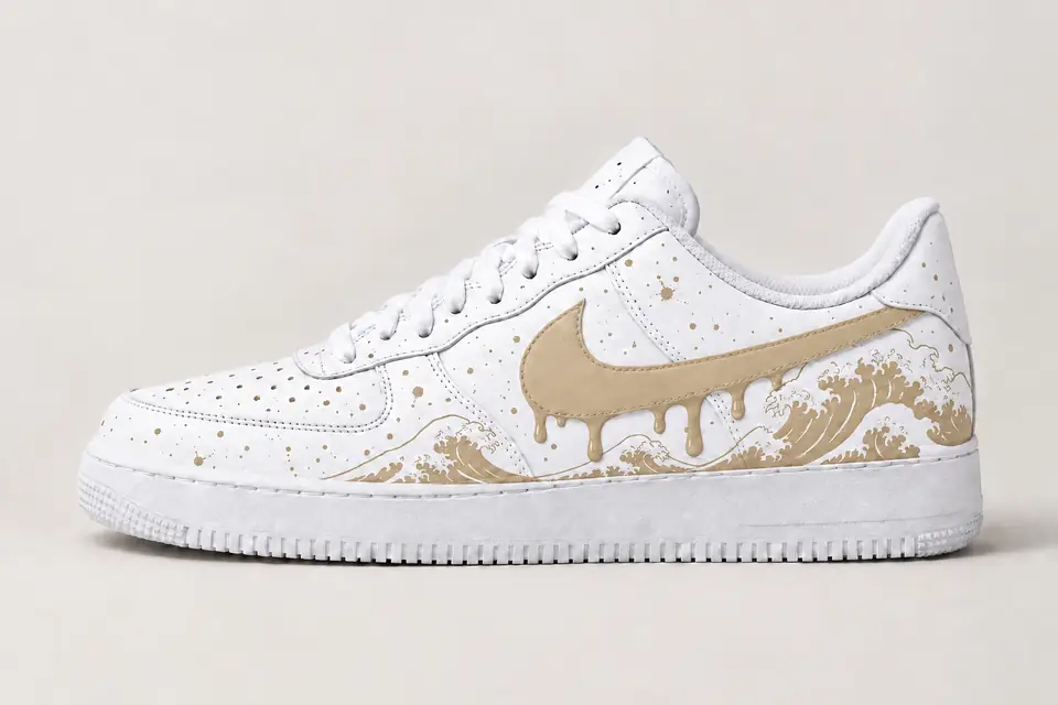Air Force One Vague Kanagawa Drip coloris beige, vue de profil