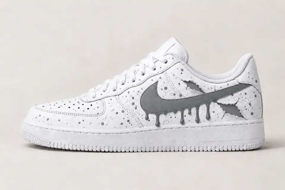Air Force Qui Se Déchiré Drip coloris gris, vue de profil