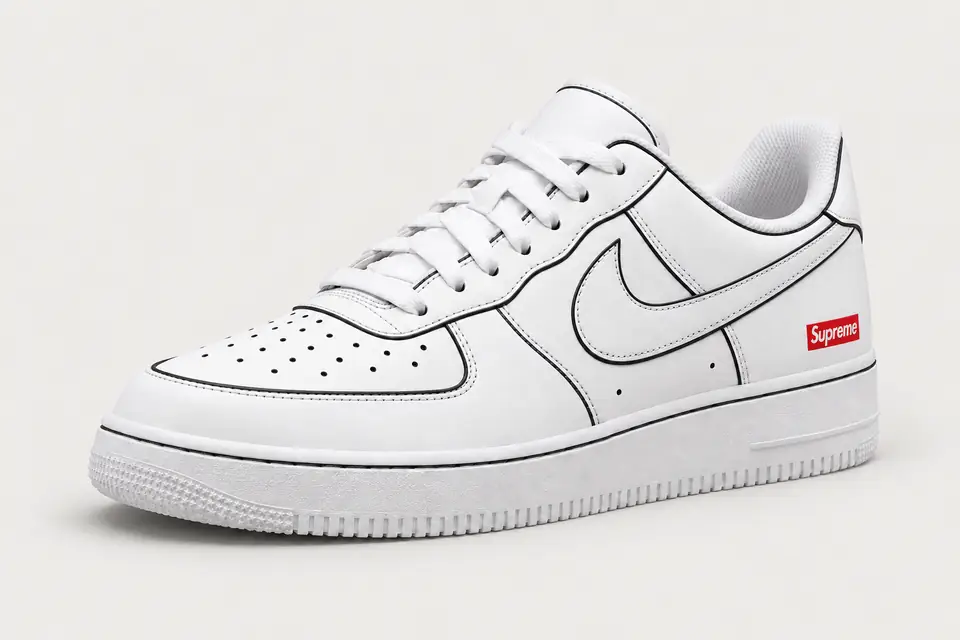 Air Force Supreme Noir Contour coloris noir, vue de trois quarts