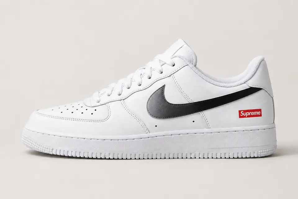 Air Force Supreme Noir Dégradé coloris noir, vue de profil