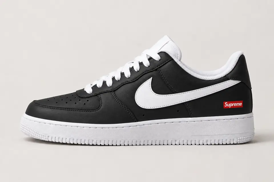 Air Force Supreme Noir Full Upper 2 coloris noir, vue de profil