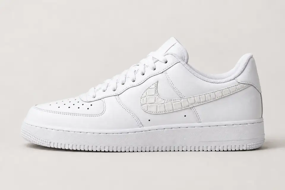 Nike Air Force 1 Crocodile Blanche coloris blanc, vue de profil