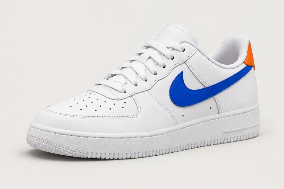 Nike Air Force 1 Orange et Bleu coloris bleu, vue de trois quarts