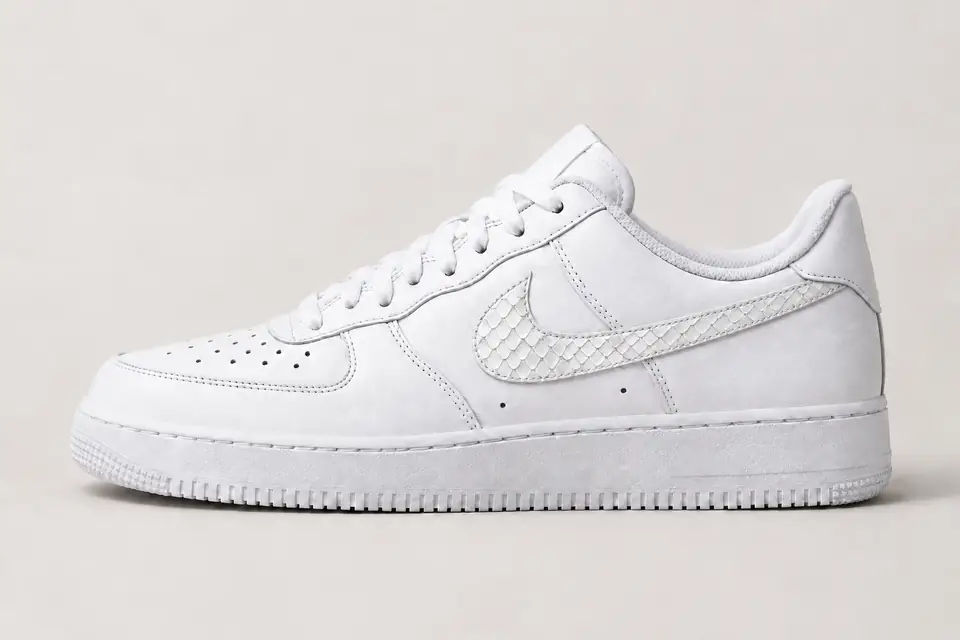 Nike Air Force 1 Snakeskin Femme coloris blanc, vue de profil